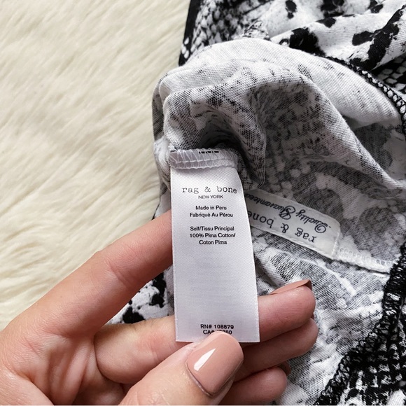 Rag & Bone Snake Print Tee in Black and White - Picture 6 of 9